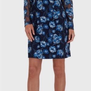 Lela Rose embroidered floral long sleeve Midi Dress